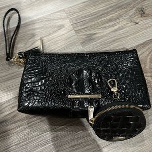 Brahmin Elegant Black Crocodile-Embossed Clutch